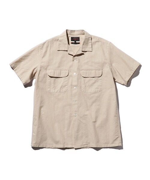 BEAMS PLUS（ビームスプラス）の「BEAMS PLUS /  ガーメントダイ パナマ ショートスリーブ オープンカラー シャツ（シャツ/ブラウス・メンズ・ピンク系その他/グリーン系その他/オリーブ/サンドベージュ・LARGE/MEDIUM/SMALL/X-LARGE）」の2枚目の写真