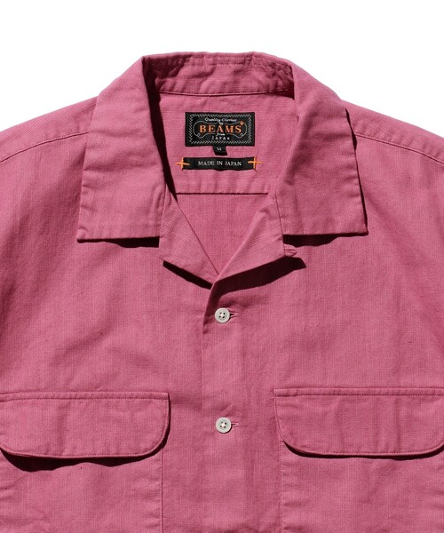 BEAMS PLUS（ビームスプラス）の「BEAMS PLUS /  ガーメントダイ パナマ ショートスリーブ オープンカラー シャツ（シャツ/ブラウス・メンズ・ピンク系その他/グリーン系その他/オリーブ/サンドベージュ・LARGE/MEDIUM/SMALL/X-LARGE）」の7枚目の写真
