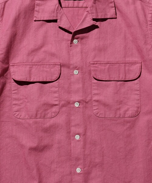 BEAMS PLUS（ビームスプラス）の「BEAMS PLUS /  ガーメントダイ パナマ ショートスリーブ オープンカラー シャツ（シャツ/ブラウス・メンズ・ピンク系その他/グリーン系その他/オリーブ/サンドベージュ・LARGE/MEDIUM/SMALL/X-LARGE）」の8枚目の写真