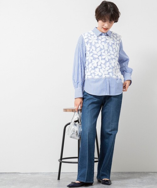 NOLLEY’S(ノーリーズ)の「BROCHE レース2WAYショートジレ(シャツ/ブラウス・レディース・オフホワイト・38)」の5枚目の写真
