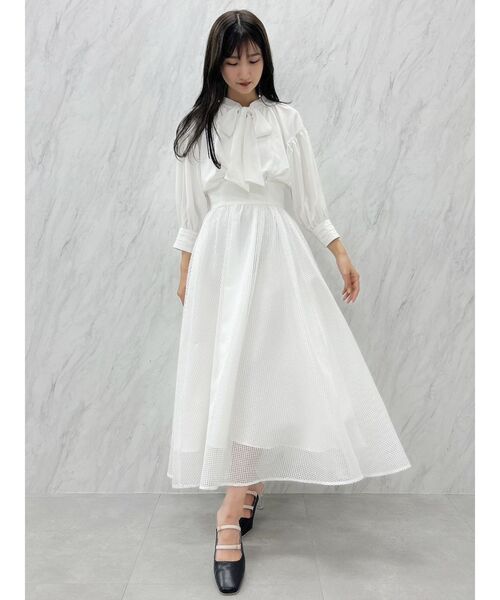 dazzlin（ダズリン）の「メッシュレースドッキングワンピース（ワンピース・レディース・ネイビー/ベージュ/オフホワイト・SMALL/MEDIUM）」の5枚目の写真