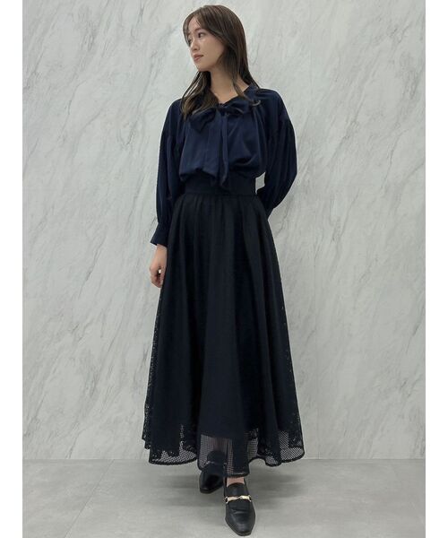 dazzlin（ダズリン）の「メッシュレースドッキングワンピース（ワンピース・レディース・ネイビー/ベージュ/オフホワイト・SMALL/MEDIUM）」の11枚目の写真