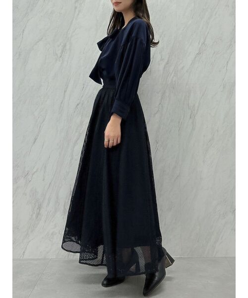 dazzlin（ダズリン）の「メッシュレースドッキングワンピース（ワンピース・レディース・ネイビー/ベージュ/オフホワイト・SMALL/MEDIUM）」の14枚目の写真