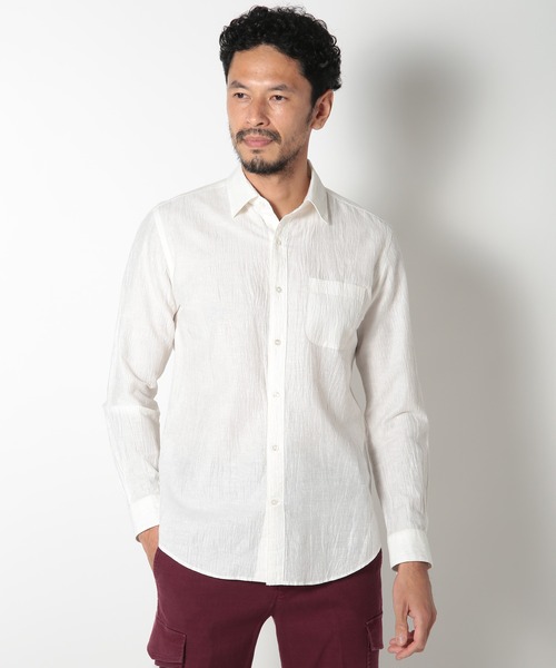 MEN'S BIGI(メンズビギ)の「リネン×コットンシャツ made in japan(シャツ/ブラウス・メンズ・ホワイト/ネイビー/ブラウン・01/02/03/04)」の4枚目の写真