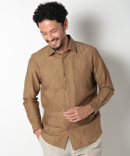 MEN'S BIGI(メンズビギ)の「リネン×コットンシャツ made in japan(シャツ/ブラウス・メンズ・ホワイト/ネイビー/ブラウン・01/02/03/04)」の5枚目の写真