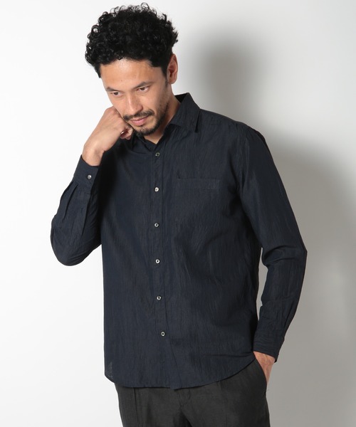 MEN'S BIGI(メンズビギ)の「リネン×コットンシャツ made in japan(シャツ/ブラウス・メンズ・ホワイト/ネイビー/ブラウン・01/02/03/04)」の6枚目の写真