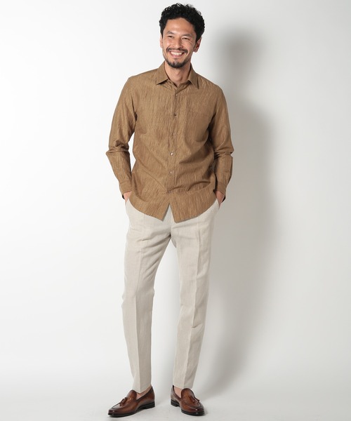 MEN'S BIGI(メンズビギ)の「リネン×コットンシャツ made in japan(シャツ/ブラウス・メンズ・ホワイト/ネイビー/ブラウン・01/02/03/04)」の10枚目の写真