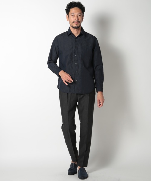 MEN'S BIGI(メンズビギ)の「リネン×コットンシャツ made in japan(シャツ/ブラウス・メンズ・ホワイト/ネイビー/ブラウン・01/02/03/04)」の11枚目の写真