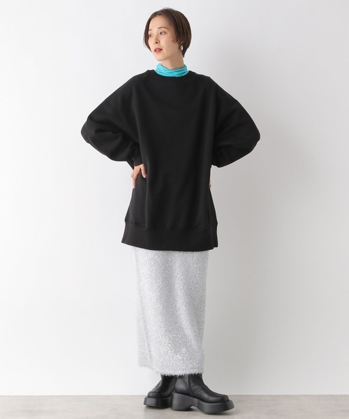 LEPSIM(レプシィム)の「クルーネックチュニックワンピース 100813(スウェット・レディース・ブルー/ライトグレー/ブラック・FREE)」の4枚目の写真