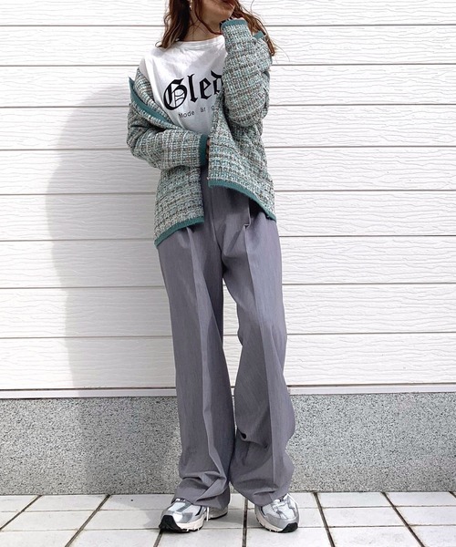 Q（キュー）の「ツイードカーディガン（カーディガン/ボレロ・レディース・ライトグリーン/アイボリー・MEDIUM）」の13枚目の写真