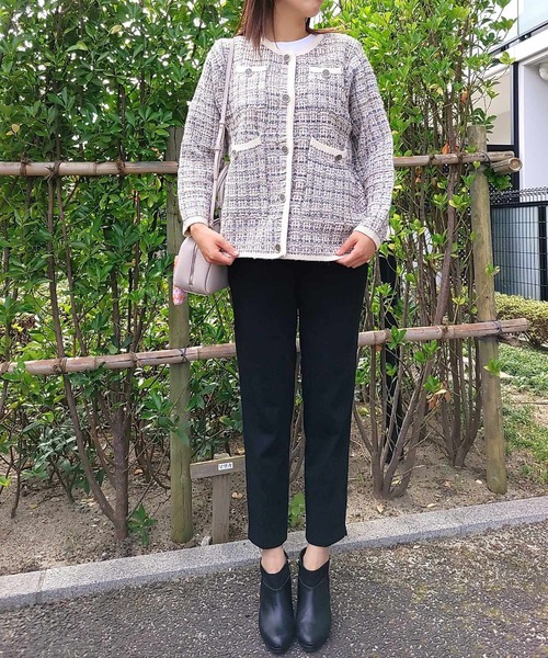 Q（キュー）の「ツイードカーディガン（カーディガン/ボレロ・レディース・ライトグリーン/アイボリー・MEDIUM）」の18枚目の写真