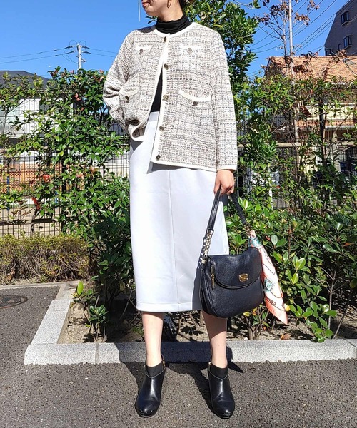 Q（キュー）の「ツイードカーディガン（カーディガン/ボレロ・レディース・ライトグリーン/アイボリー・MEDIUM）」の17枚目の写真