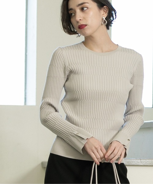 OPAQUE.CLIP（オペークドットクリップ）の「◆UV クルーネックニット【洗濯機洗い可】（ニット/セーター・レディース・ホワイト/ライトイエロー系/グレー/ブラック・36/38/40/42）」の3枚目の写真