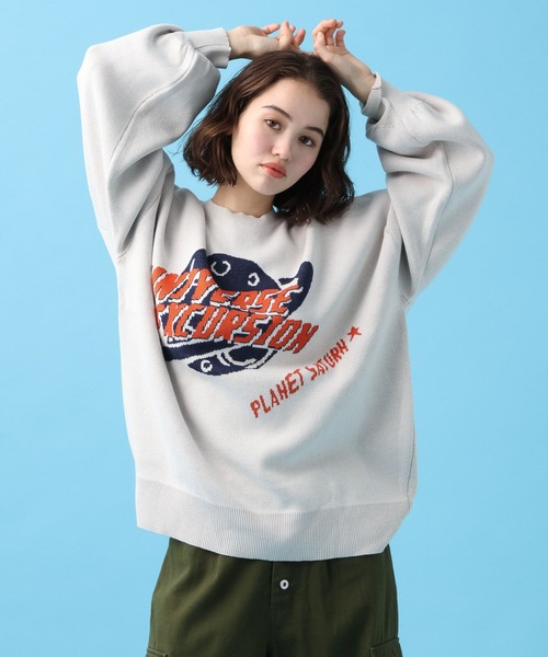 PBLIM(ページボーイリム)の「PBLIM/スペースJQニット(ニット/セーター・レディース・オフホワイト/チャコールグレー/イエロー・FREE)」の4枚目の写真