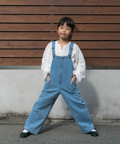 新品未使用】JUNI juniorー デニム パッチワーク オーバーオール denim