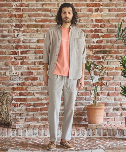 RATTLE TRAP（ラトルトラップ）の「楊柳カチオン7分袖レギュラーカラーシャツ（シャツ/ブラウス・メンズ・ブラック/グリーン/ブラウン/ベージュ・LL/L/M/S）」の5枚目の写真