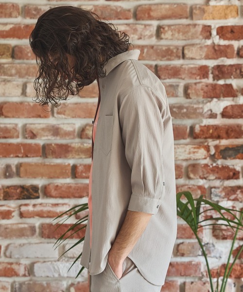 RATTLE TRAP（ラトルトラップ）の「楊柳カチオン7分袖レギュラーカラーシャツ（シャツ/ブラウス・メンズ・ブラック/グリーン/ブラウン/ベージュ・LL/L/M/S）」の19枚目の写真