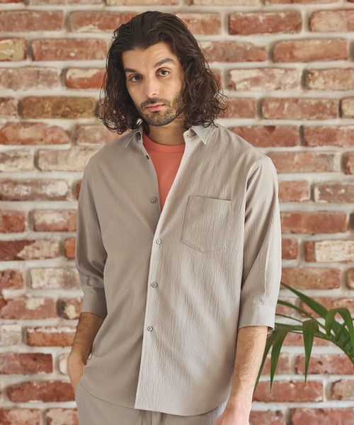 RATTLE TRAP（ラトルトラップ）の「楊柳カチオン7分袖レギュラーカラーシャツ（シャツ/ブラウス・メンズ・ブラック/グリーン/ブラウン/ベージュ・LL/L/M/S）」の9枚目の写真