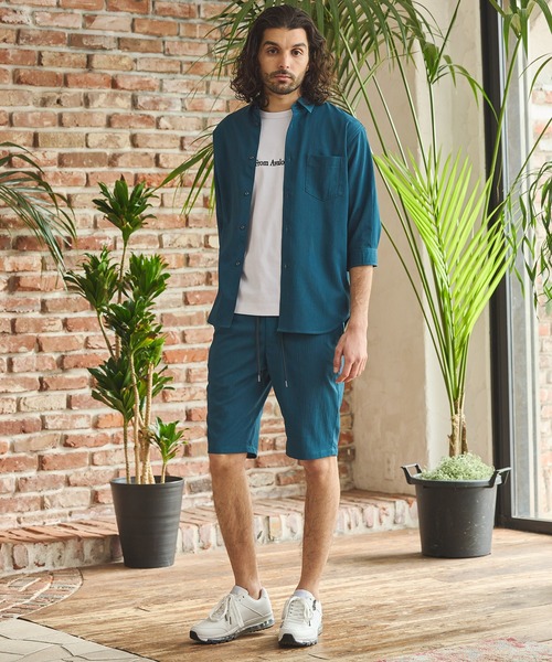 RATTLE TRAP（ラトルトラップ）の「楊柳カチオン7分袖レギュラーカラーシャツ（シャツ/ブラウス・メンズ・ブラック/グリーン/ブラウン/ベージュ・LL/L/M/S）」の7枚目の写真