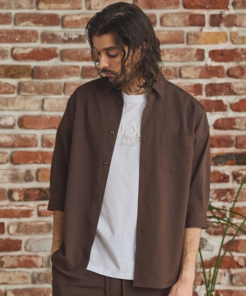 RATTLE TRAP（ラトルトラップ）の「楊柳カチオン7分袖レギュラーカラーシャツ（シャツ/ブラウス・メンズ・ブラック/グリーン/ブラウン/ベージュ・LL/L/M/S）」の13枚目の写真