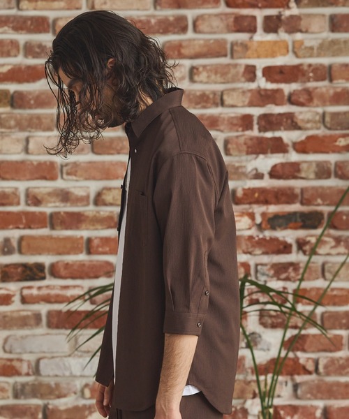 RATTLE TRAP（ラトルトラップ）の「楊柳カチオン7分袖レギュラーカラーシャツ（シャツ/ブラウス・メンズ・ブラック/グリーン/ブラウン/ベージュ・LL/L/M/S）」の14枚目の写真