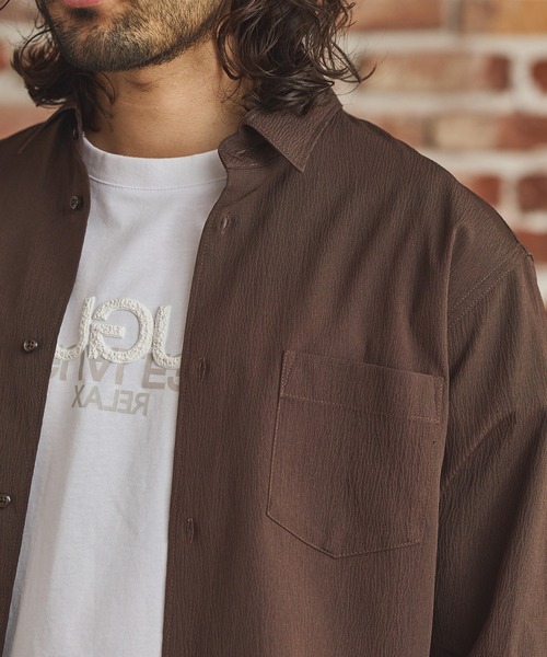 RATTLE TRAP（ラトルトラップ）の「楊柳カチオン7分袖レギュラーカラーシャツ（シャツ/ブラウス・メンズ・ブラック/グリーン/ブラウン/ベージュ・LL/L/M/S）」の16枚目の写真