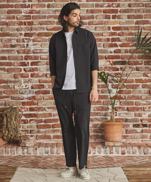 RATTLE TRAP（ラトルトラップ）の「楊柳カチオン7分袖レギュラーカラーシャツ（シャツ/ブラウス・メンズ・ブラック/グリーン/ブラウン/ベージュ・LL/L/M/S）」の8枚目の写真