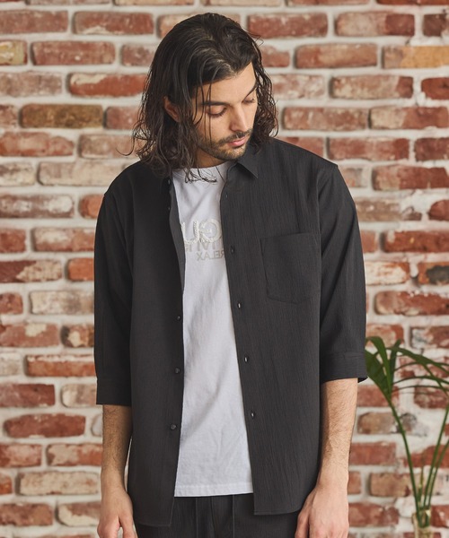 RATTLE TRAP（ラトルトラップ）の「楊柳カチオン7分袖レギュラーカラーシャツ（シャツ/ブラウス・メンズ・ブラック/グリーン/ブラウン/ベージュ・LL/L/M/S）」の17枚目の写真