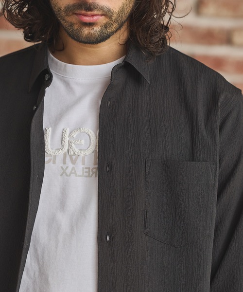 RATTLE TRAP（ラトルトラップ）の「楊柳カチオン7分袖レギュラーカラーシャツ（シャツ/ブラウス・メンズ・ブラック/グリーン/ブラウン/ベージュ・LL/L/M/S）」の11枚目の写真