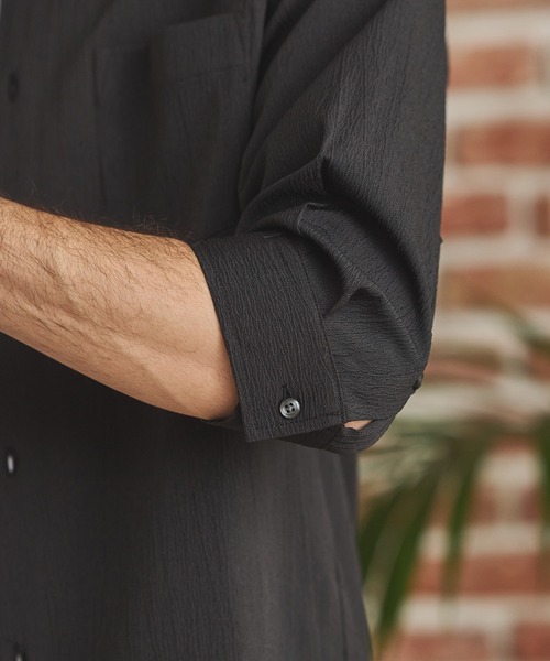 RATTLE TRAP（ラトルトラップ）の「楊柳カチオン7分袖レギュラーカラーシャツ（シャツ/ブラウス・メンズ・ブラック/グリーン/ブラウン/ベージュ・LL/L/M/S）」の12枚目の写真