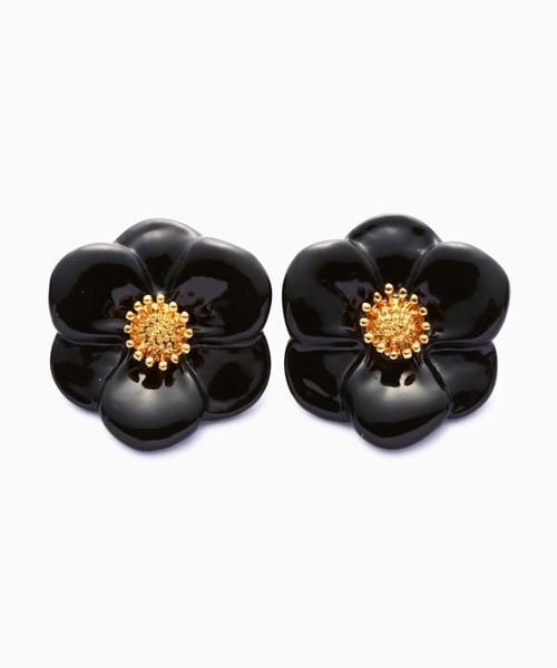 NACH(ナッシュ)の「(NACH)ブラックフラワースタッドピアス(ピアス(両耳用)・レディース・ブラック・FREE)」の2枚目の写真