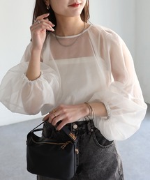 Riberry | ランタンスリーブシアーブラウス(シャツ/ブラウス)