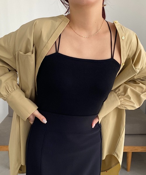 CAPRICIEUX LE'MAGE(カプリシューレマージュ)の「Wストラップキャミ(キャミソール・レディース・ブラック/グレイッシュベージュ/ホワイト・36/38)」の6枚目の写真