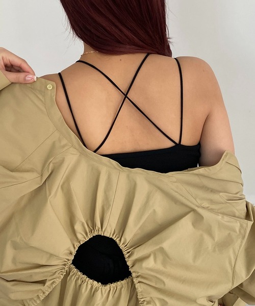 CAPRICIEUX LE'MAGE(カプリシューレマージュ)の「Wストラップキャミ(キャミソール・レディース・ブラック/グレイッシュベージュ/ホワイト・36/38)」の7枚目の写真