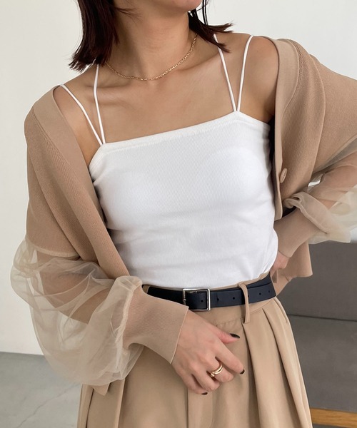 CAPRICIEUX LE'MAGE(カプリシューレマージュ)の「Wストラップキャミ(キャミソール・レディース・ブラック/グレイッシュベージュ/ホワイト・36/38)」の8枚目の写真