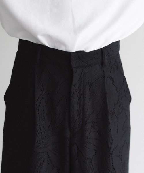epnok（エプノック）の「フラワーレースシアースラックスパンツ（スラックス・メンズ・ブラック/ナチュラル・SMALL/MEDIUM/LARGE）」の4枚目の写真