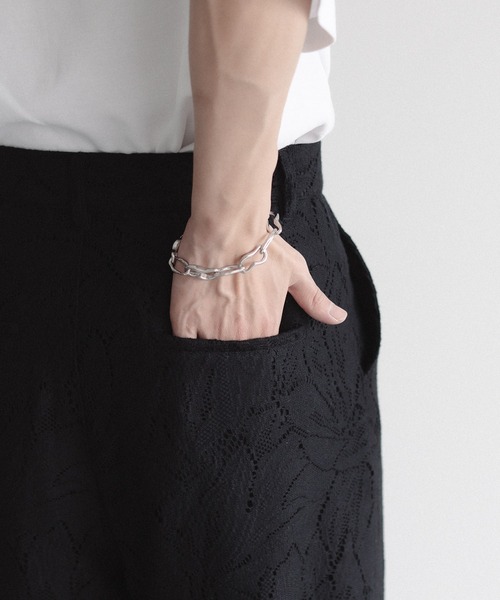 epnok（エプノック）の「フラワーレースシアースラックスパンツ（スラックス・メンズ・ブラック/ナチュラル・SMALL/MEDIUM/LARGE）」の6枚目の写真