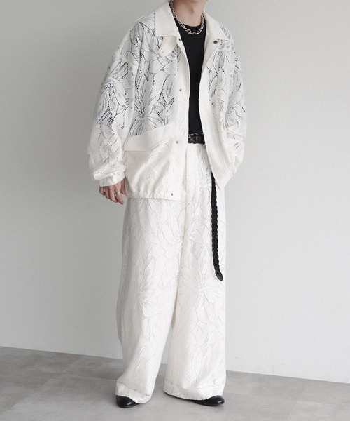 epnok（エプノック）の「フラワーレースシアースラックスパンツ（スラックス・メンズ・ブラック/ナチュラル・SMALL/MEDIUM/LARGE）」の17枚目の写真