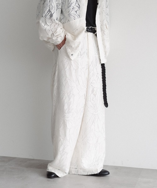 epnok（エプノック）の「フラワーレースシアースラックスパンツ（スラックス・メンズ・ブラック/ナチュラル・SMALL/MEDIUM/LARGE）」の10枚目の写真