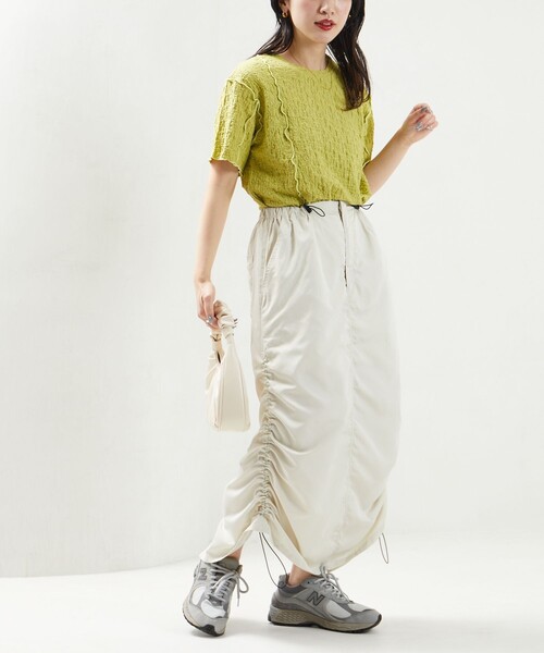 FREAK'S STORE（フリークスストア）の「限定展開　サイド ギャザー ドローコード スカート（スカート・レディース・ピンク/ナチュラル/オリーブ/ブラック・SMALL/MEDIUM）」の5枚目の写真