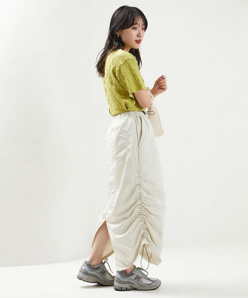 FREAK'S STORE（フリークスストア）の「限定展開　サイド ギャザー ドローコード スカート（スカート・レディース・ピンク/ナチュラル/オリーブ/ブラック・SMALL/MEDIUM）」の6枚目の写真