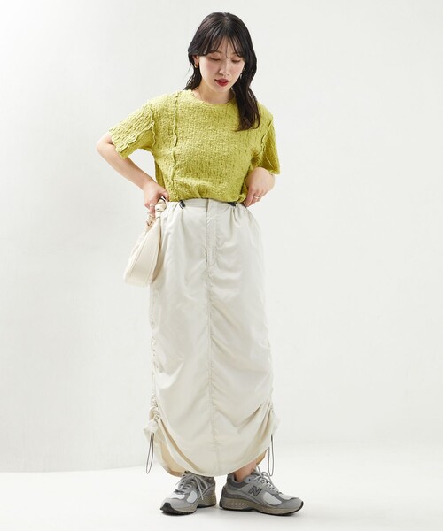 FREAK'S STORE（フリークスストア）の「限定展開　サイド ギャザー ドローコード スカート（スカート・レディース・ピンク/ナチュラル/オリーブ/ブラック・SMALL/MEDIUM）」の9枚目の写真