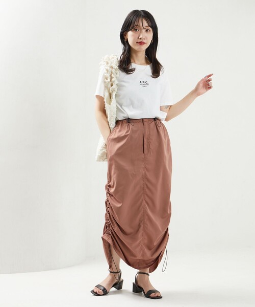 FREAK'S STORE（フリークスストア）の「限定展開　サイド ギャザー ドローコード スカート（スカート・レディース・ピンク/ナチュラル/オリーブ/ブラック・SMALL/MEDIUM）」の11枚目の写真