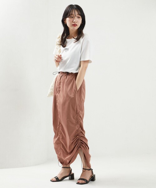 FREAK'S STORE（フリークスストア）の「限定展開　サイド ギャザー ドローコード スカート（スカート・レディース・ピンク/ナチュラル/オリーブ/ブラック・SMALL/MEDIUM）」の12枚目の写真