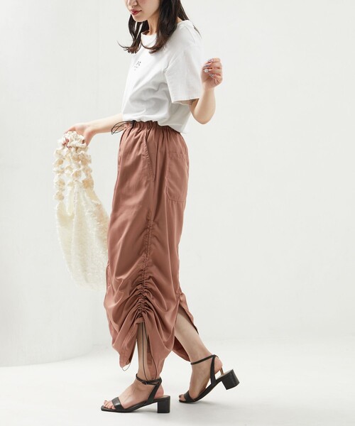 FREAK'S STORE（フリークスストア）の「限定展開　サイド ギャザー ドローコード スカート（スカート・レディース・ピンク/ナチュラル/オリーブ/ブラック・SMALL/MEDIUM）」の13枚目の写真