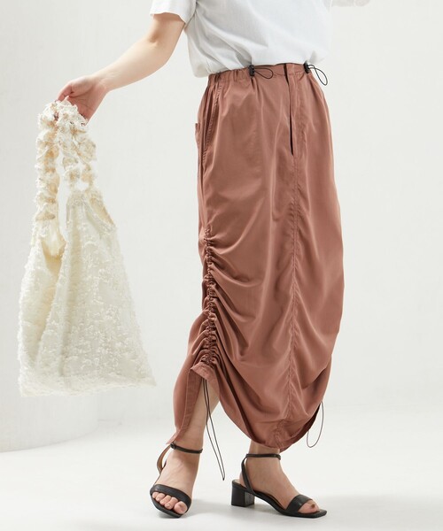 FREAK'S STORE（フリークスストア）の「限定展開　サイド ギャザー ドローコード スカート（スカート・レディース・ピンク/ナチュラル/オリーブ/ブラック・SMALL/MEDIUM）」の16枚目の写真