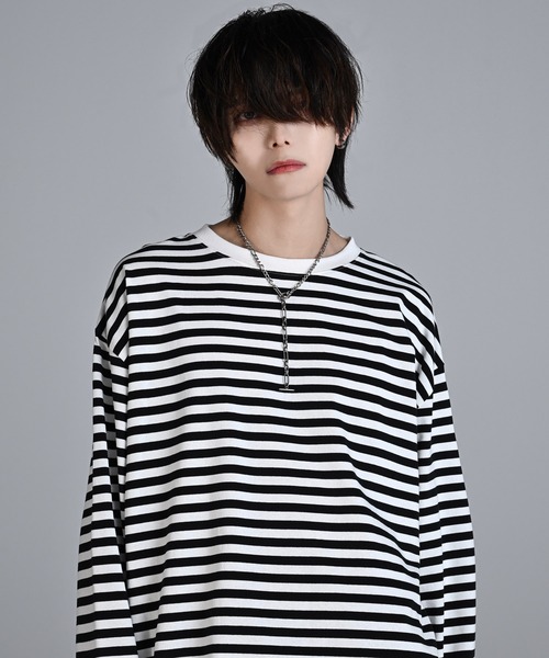 ADRER(アドラー)の「【24AW】extra quality wide sleeve long-T / エクストラクオリティワイドスリーブロンT(Tシャツ/カットソー・メンズ・ホワイト/ホワイト×ブラック/ブラック/チャコールグレー・XX-SMALL/X-SMALL/SMALL/MEDIUM/LARGE)」の8枚目の写真