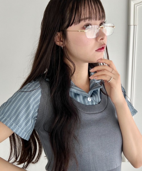 √nuage(ルートニュアージュ)の「ノンフレームスクエアレンズメガネ(メガネ・レディース・シルバー/ゴールド・FREE)」の14枚目の写真