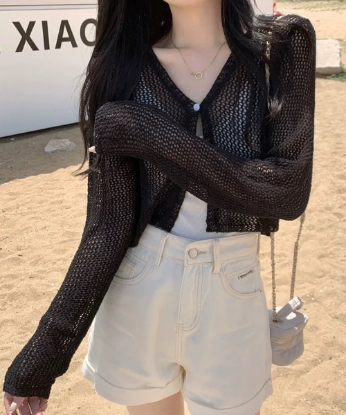 セール】ショート丈ニットカーディガン（カーディガン/ボレロ