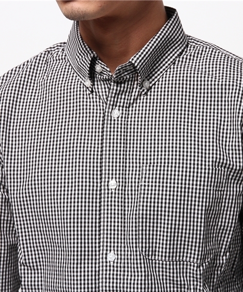 koe（コエ）の「ギンガムチェックボタンダウンシャツ（シャツ/ブラウス・メンズ・ネイビー/ブラック・SMALL/LARGE/MEDIUM/LL）」の12枚目の写真